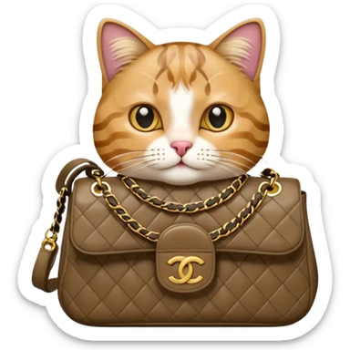 A cat situ a chanel bag sticker