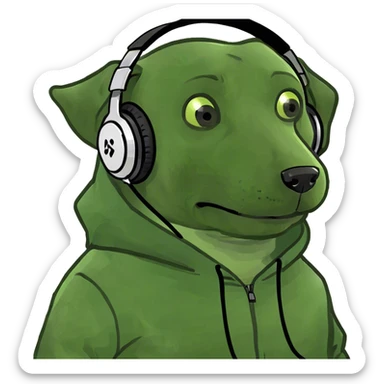 Dog wearing a hoodie and headphones  sticker