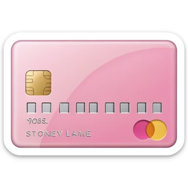 pink credit card that says stoney clover lane sticker