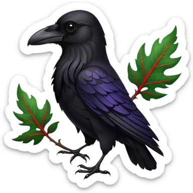 A raven holding a weirwood leaf sticker