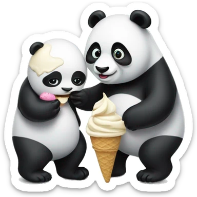 Panda eating ice cream with ugly girl sticker