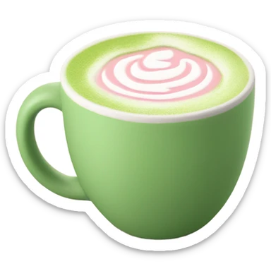matcha latte in a pastel pink mug  sticker