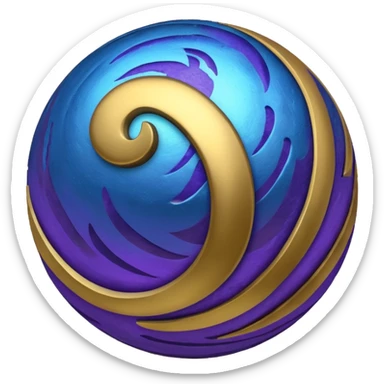 metallic sphere emoji for Mercury, with swirling blue, gold, and purple shades, emphasizing rough terrain sticker
