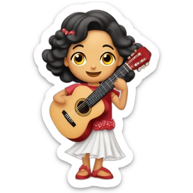 gitano con la camiseta del betistocando la guitarra con dos enanos vestidos de flamenca sticker