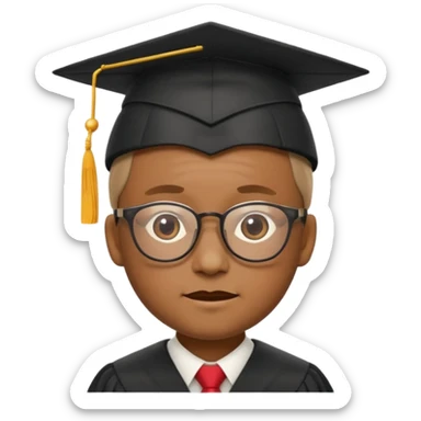 face with glasses and a graduation cap, representing academic experience and wisdom, classic apple emoji style sticker
