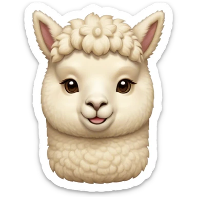 Meme-Worthy Cute Sleeping Cream Alpaca Portrait Emoji, Head resting peacefully with a contented smile, showcasing a delightfully robust build and a luxuriously soft cream fleece, eyes shut in a serene nap, Simplified yet hilariously adorable features, highly detailed, glowing with a soft, drowsy light, high shine, relaxed and utterly lovable, stylized with an air of playful laziness, bright and heartwarming, soft glowing outline, capturing the essence of a comically sleepy alpaca, so meme-worthy it feels like it could instantly become the next viral sensation of adorable slumber! sticker