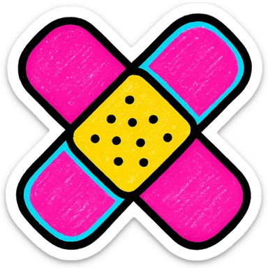 bandage, vibrant and bold, pop colors style sticker