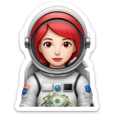 woman, Money astronaut, red and black design sticker