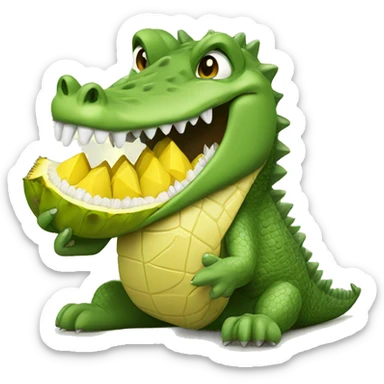 Crocodile eating a durian sticker