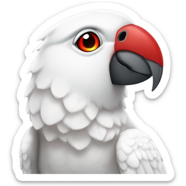 White parrot with red beak and red eyes sticker