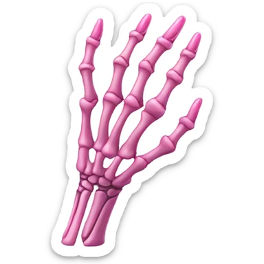 skeleton hand with long pink nails sticker