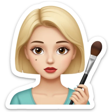 girl applying makeup sticker