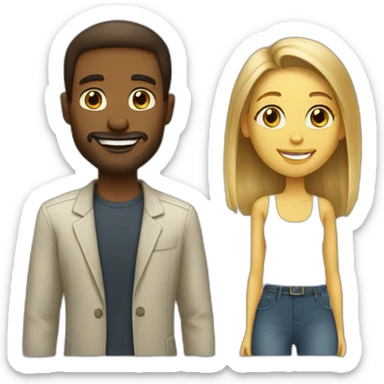 Date white man & girl sticker