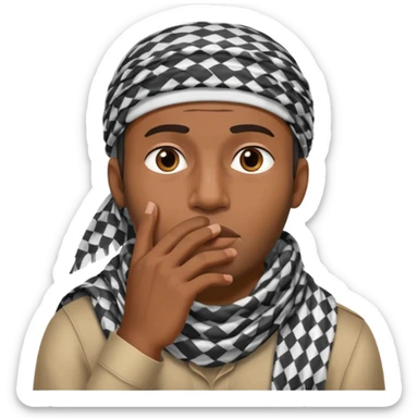 Homem preto com a coisa dos palavrões em cima da boca com um chapéu de habibi na cabeça  sticker