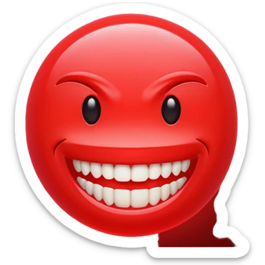 can you make me a red neon emoji out of the word "Ego" with teeth beside it  sticker
