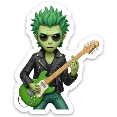 rockstar alien playing guitar that looks like life richards  sticker
