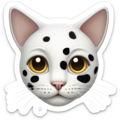 A white cat with black spots that is sad sticker