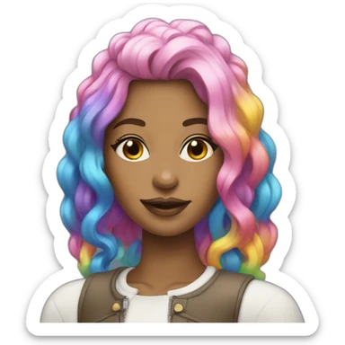Posh-Girl-with-raibow-hair sticker