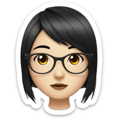 Chinese Emo girl with glasses and black hair sticker