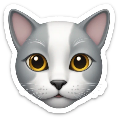 a gray-white cat with a spot on its muzzle sticker