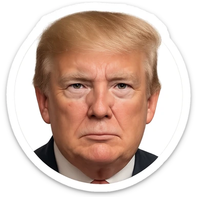 Donald Trump, realistic portrait, looking straight, emphasis on recognizability, emoji format sticker
