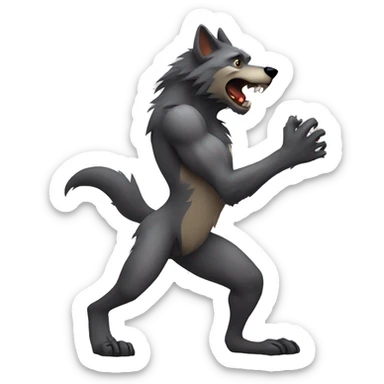 werewolf standing on hind legs  sticker