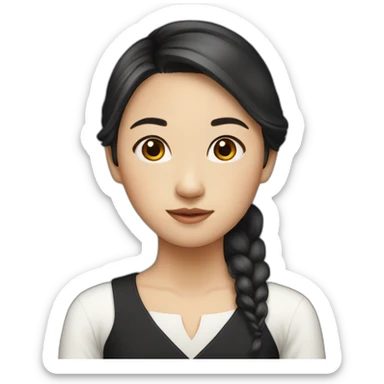 asian girl 2024, in the dress, color hair black  sticker