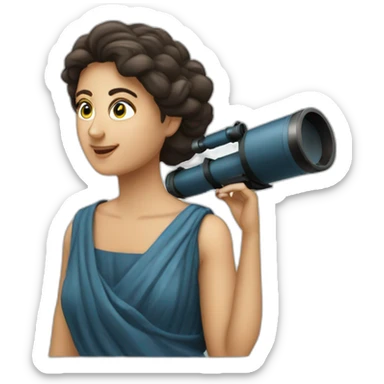 Greek Woman with astronomy telescope sticker