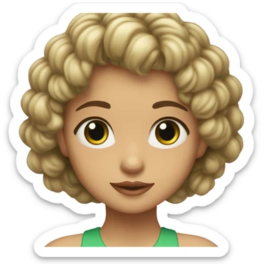 Niña morena con muchos rizos largos y ojos verdes claros sticker
