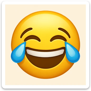 yellow emoji face, laughing with tears sticker