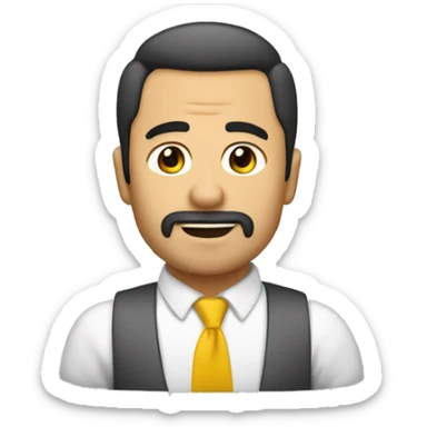 Hombre moreno con gorroamarillo haciendo el movimiento de cejas de dwayne jonhson sticker