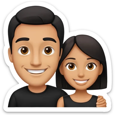 smiling couple in black attire sticker