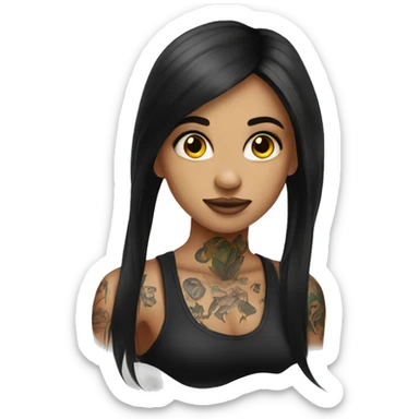 Tattooed girl with long dark hair sticker