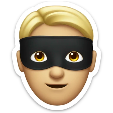 Man wearing a blindfold sticker