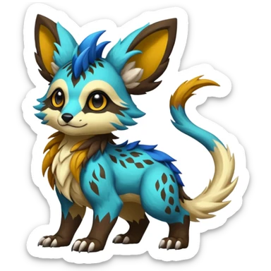 Rare realistic exotic cute epic pretty beautiful handsome gorgeous aesthetic colorful vibrant Vernid-Protogen-Primagen-Wickerbeast-species-Fakemon-creature by LiLaiRa, random markings, tufted ears, full body sticker