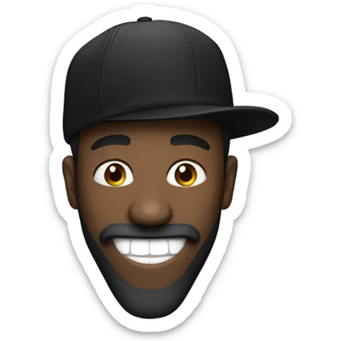 Head of man with beard and black Jordan hat laughing sticker