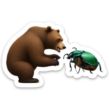 Bear hitting a beetle  sticker