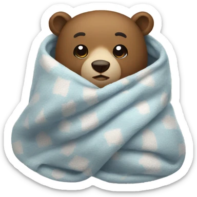bear cozy in blanket sticker