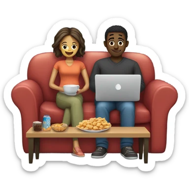 Husband and wife up late watching movies  sticker