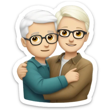 Vukashenko hugging boy with white short hair and with glasses sticker