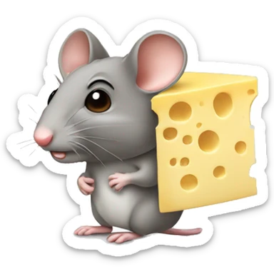 Mouse with cheese on head sticker