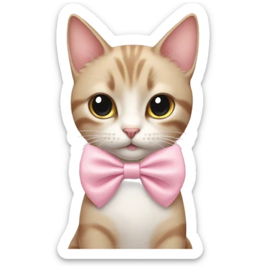 Cat with light pink bow saying am just a girl sticker