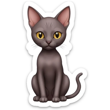 Dark hairless cat sitting sticker