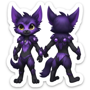 Anthro-Edgy-Cool-Black-Purple-Contrast-Colors-Fantasy-Fur-Sona-Chibi-Shiny-Fakémon-Hybrid full body sticker