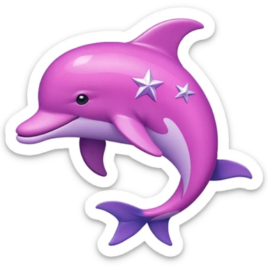 Pink and purple Dolphin with silver stars sticker