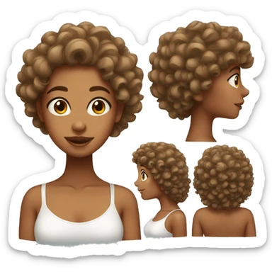 Tan skin girl with curly hair  sticker