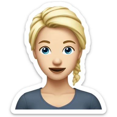 woman with blond Hair and Blue Eyes growing rosemary out of her head sticker