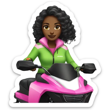 Pretty black Girl sitting on pink arctic cat snowmobile  sticker