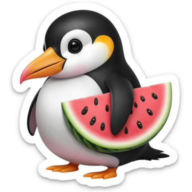 penguin eating watermelon sticker