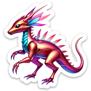  Epic legendary warm-colored reddish rare glowing mechanical Shiny sparkly transparent bioluminescent luminescent vibrant bright pastel dark exotic iridescent colorful gradients futuristic modern metallic glossy glittery fantasy-cyber-Fakémon-Vernid-creature sticker